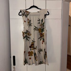Free People White Floral Dress with Cut Off Sleeves Medium